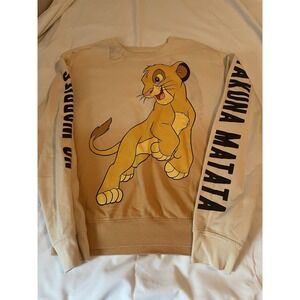 Disney Woman Vintage Lion King Simba Small Pullover Long Sleeve No Worries Flaws